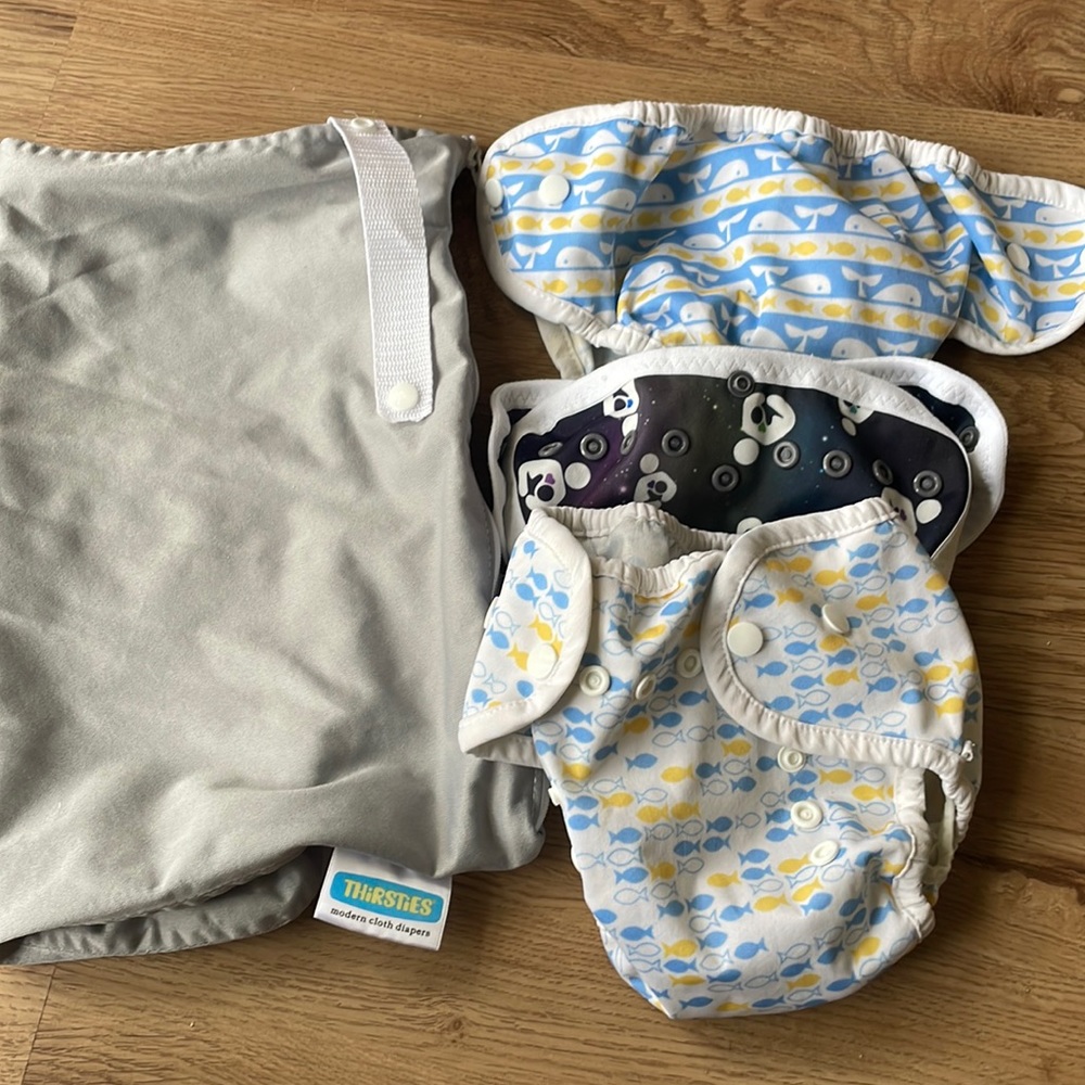 Cloth diaper covers and thirsties diaper bag